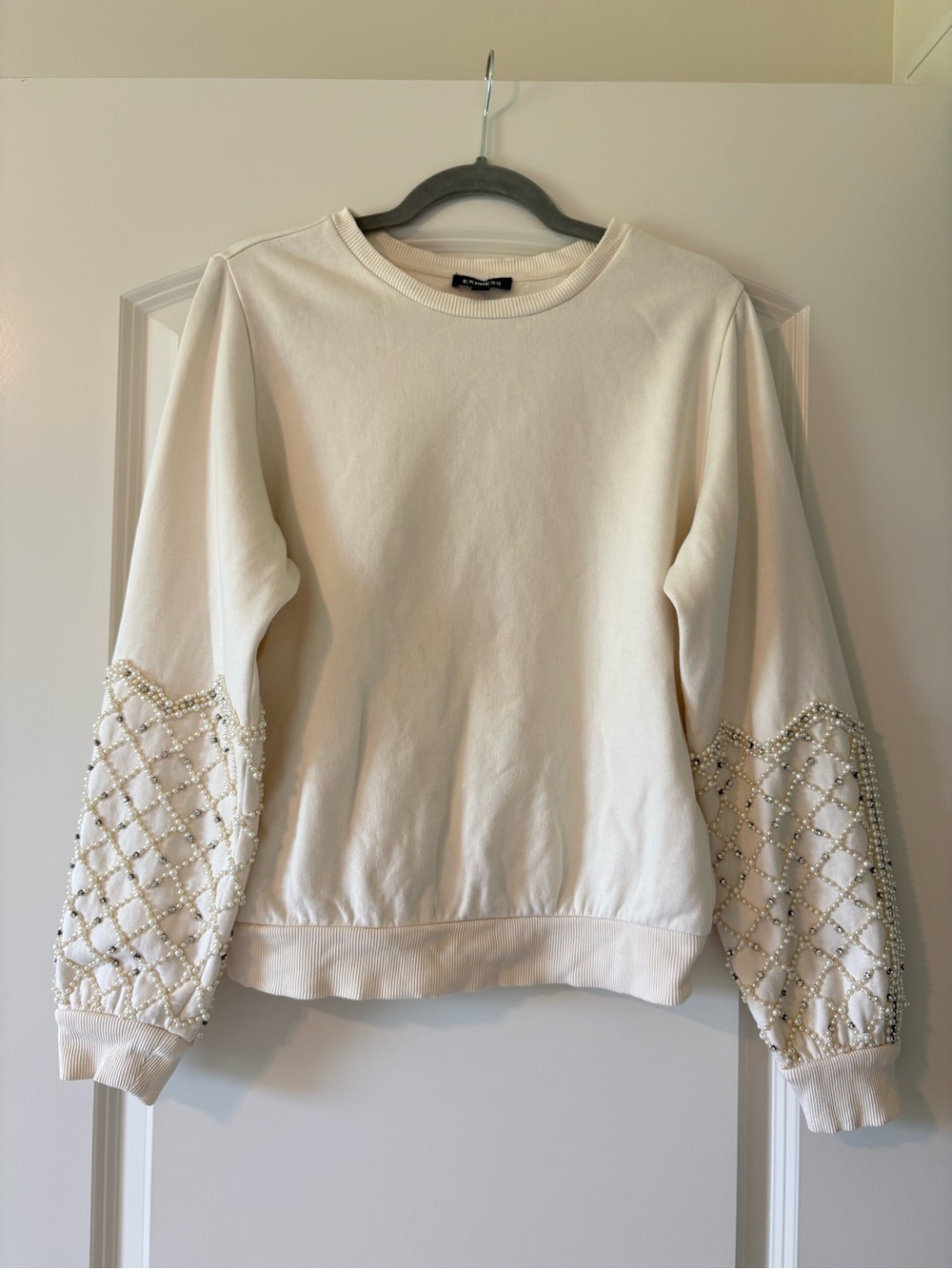 Express embellished sleeves sweatshirt